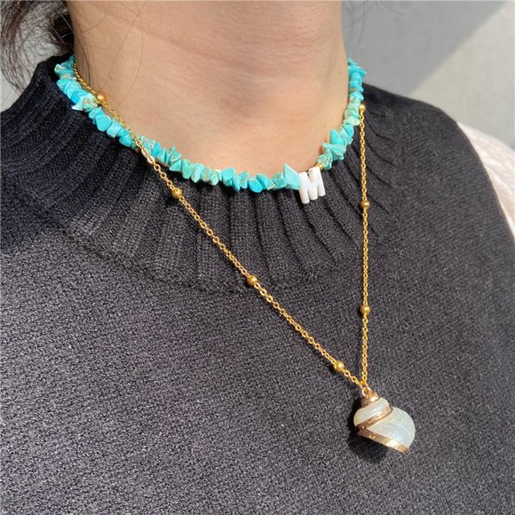 Zara Natural Teal Stone Irregular Bead Bohemia Natural Jewelry Necklace/Bracelet - Picture 15 of 15